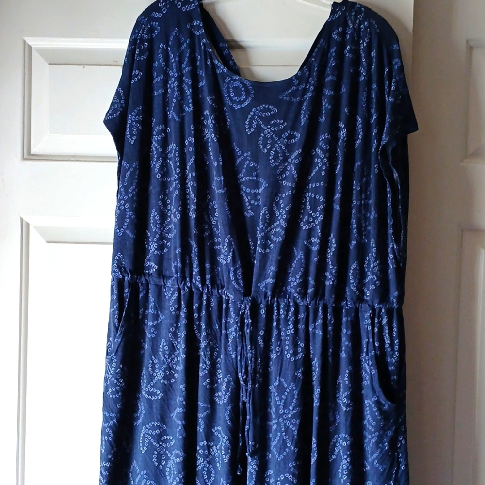 Terra & Sky Blue and Black Sundress with Pockets